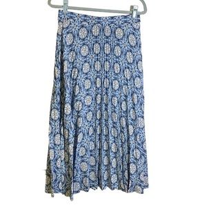 Max Studio Skirt Pleated Midi Skirt Light Blue Medallion Print Womens Size Small